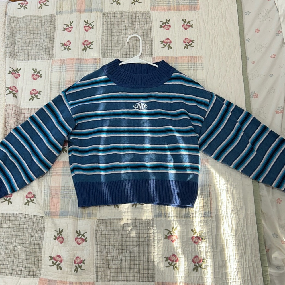 UNIF Blue Striped Knit Sweater